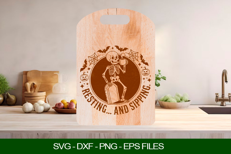 Resting and sipping Cutting Board SVG