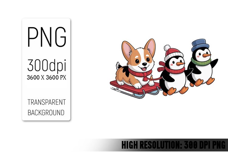 Cute Christmas Dog, Animal Sublimation Clipart PNG