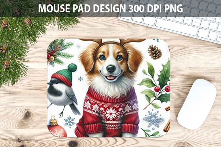 Dog Mouse pad Sublimation - Christmas Animal PNG Design