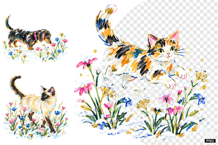 Snowy Meadow Wildflowers Clipart example image 1