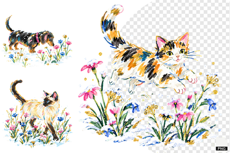 Snowy Meadow Wildflowers Clipart