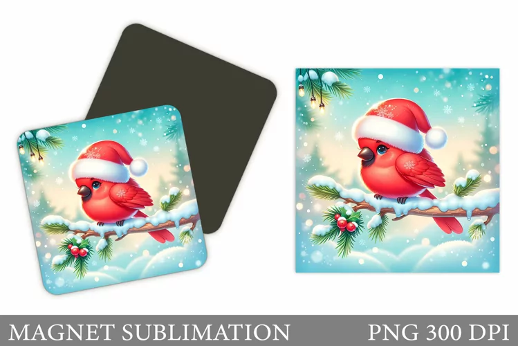 Christmas Bird Magnet. Christmas Magnet Sublimation