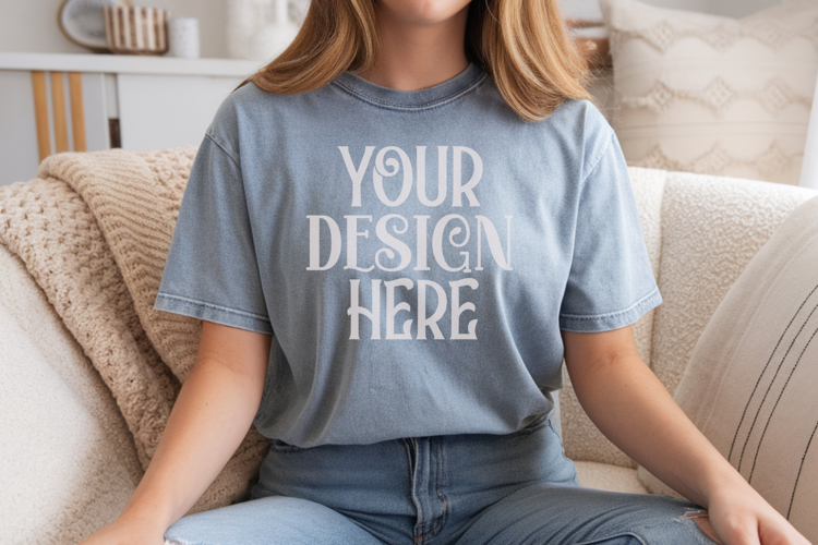 Denim Comfort Colors 1717 T-shirt Mockups,1717 Mockups