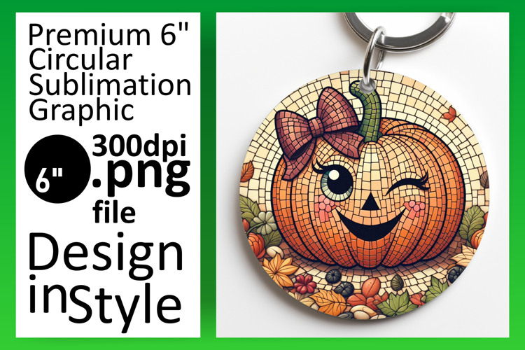 Elegant Keychain Round Design PNG , Cute Pumpkin example image 1