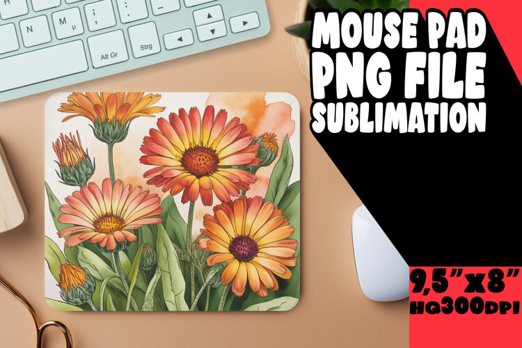 Joyful Mouse Mat Design PNG, Flowers example image 1