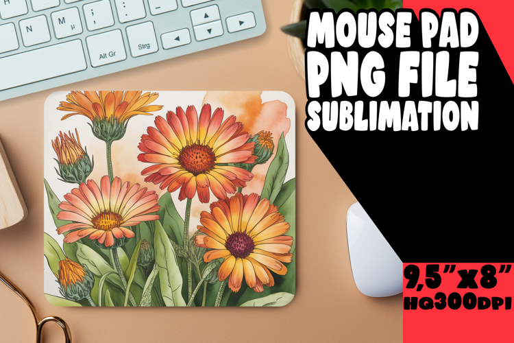 Joyful Mouse Mat Design PNG, Flowers