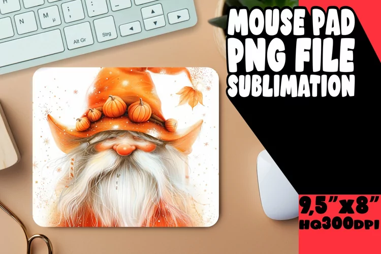 Enchanted Oasis: Gnome Mouse Pad Design Sublimation PNG