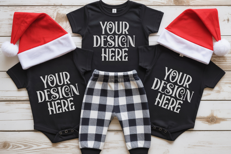 Christmas Family Matching Group T-Shirt Mockups | Holiday Fl