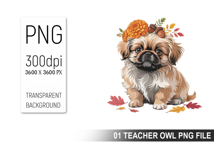 Cute Floral Dog, Animal Sublimation Clipart PNG