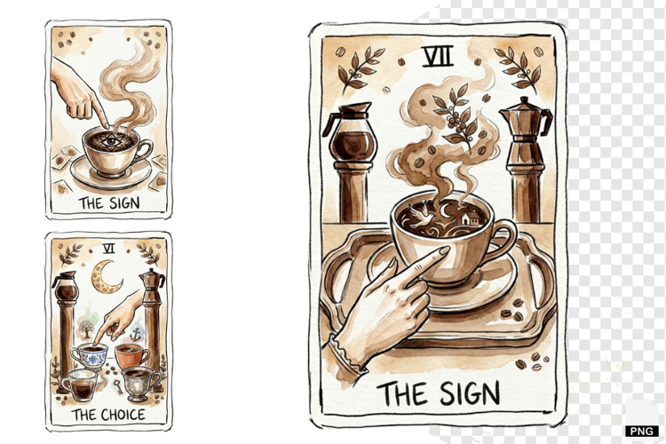 Coffee Time Tarot Cards PNG