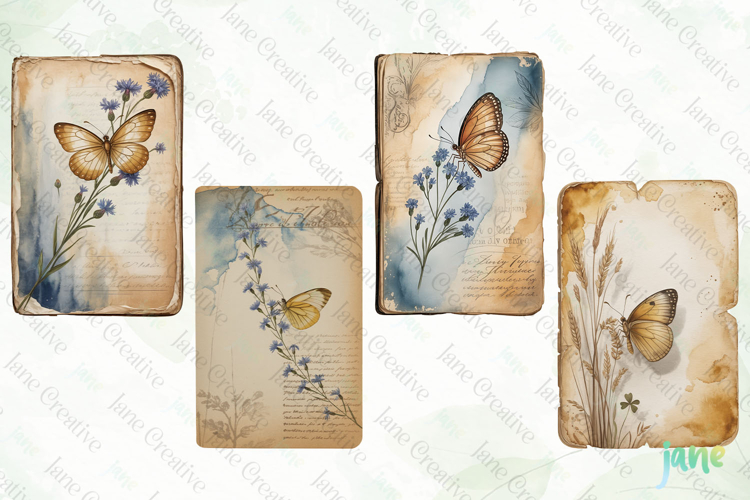 Butterfly Junk Journal Page Clipart