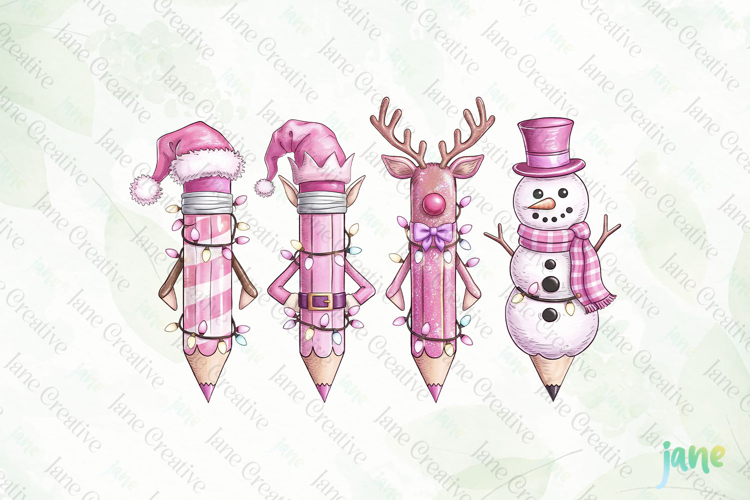 Pink Christmas School Teacher PNG