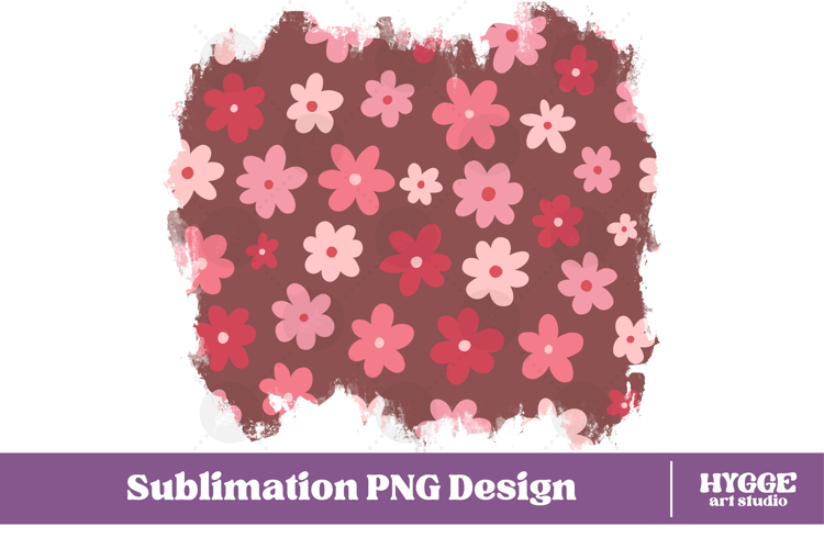 Retro Flowers Background Png Floral Paper Sublimation Splash