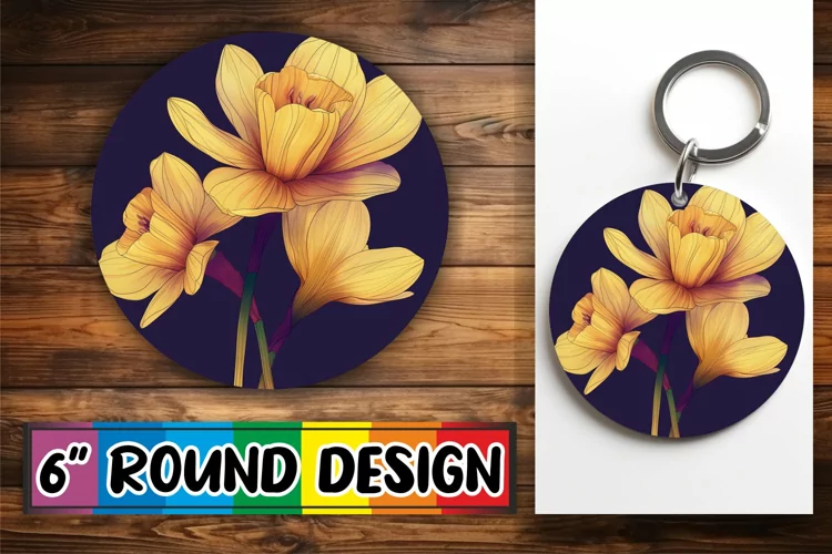 Blooming Beauty: Sublimation Circle Keychain & Car Coaster