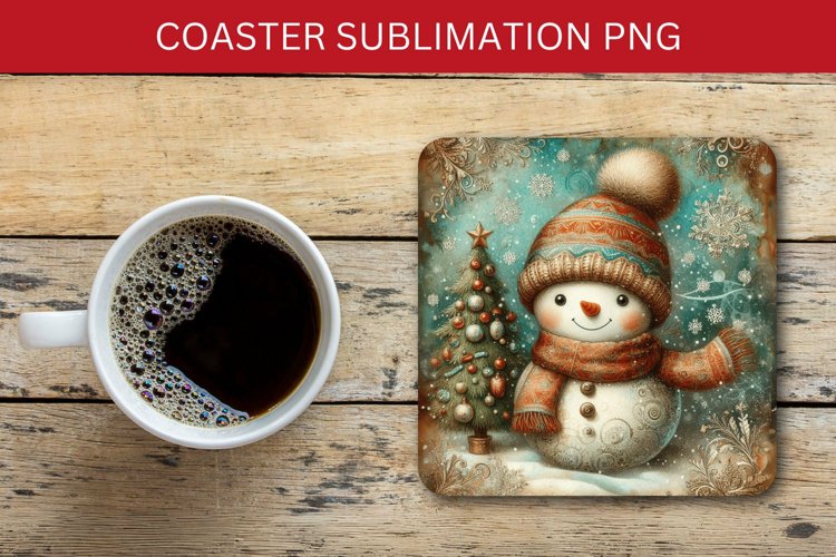 square coaster - snowman example image 1