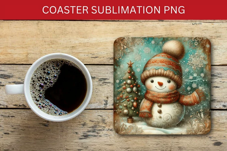 square coaster - snowman