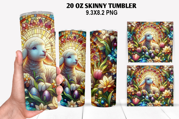 Lamb Skinny Tumbler 20oz Wrap Design, Easter Tumbler