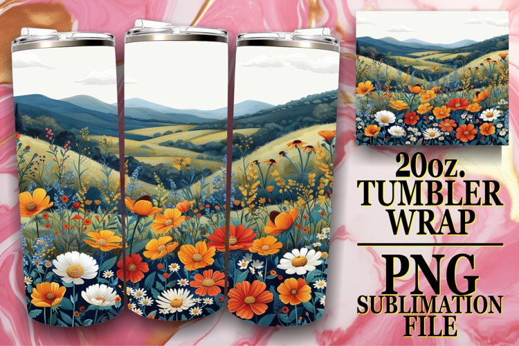 Vibrant Spring Flower Pattern Tumbler Sublimation