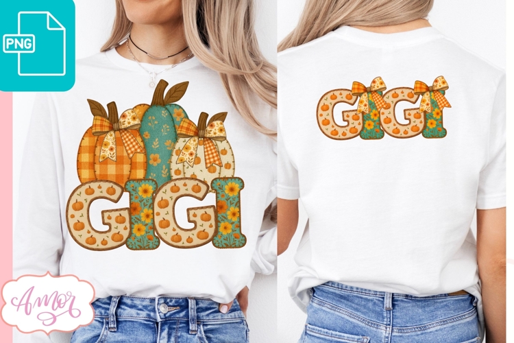 Fall Gigi sublimation PNG, Fall shirt front and back PNG