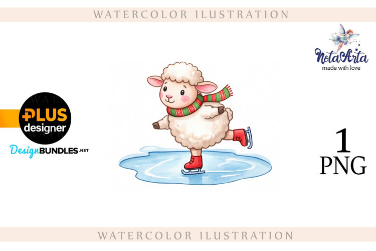 Christmas Sheep in Watercolor Style example image 1