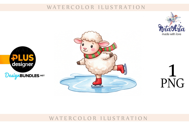 Christmas Sheep in Watercolor Style