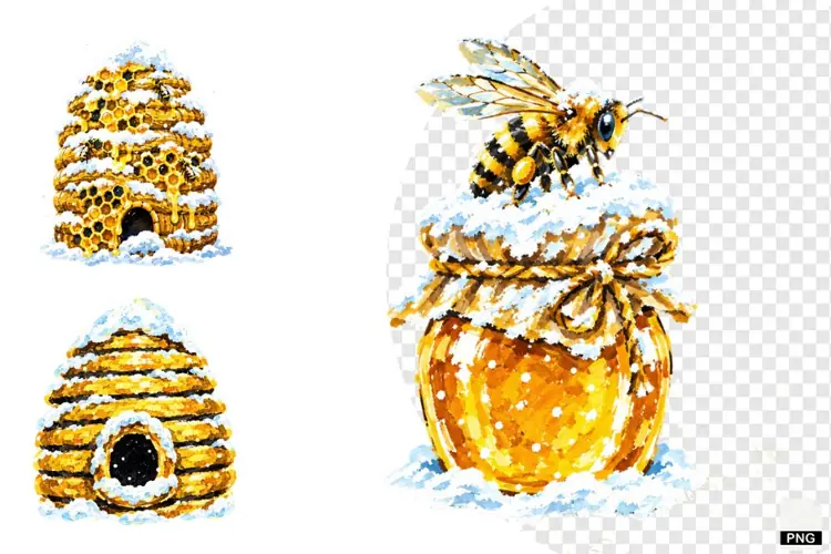Winter Bees Garden Clipart