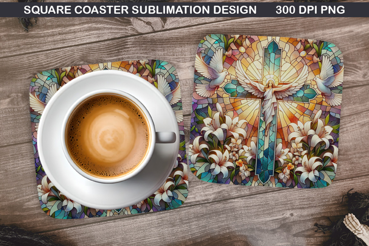 Flower Coaster Sublimation, Easter Coaster PNG Design