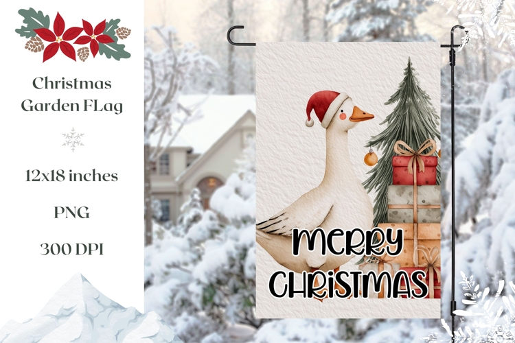 Cartoon Christmas Goose Garden Flag Design