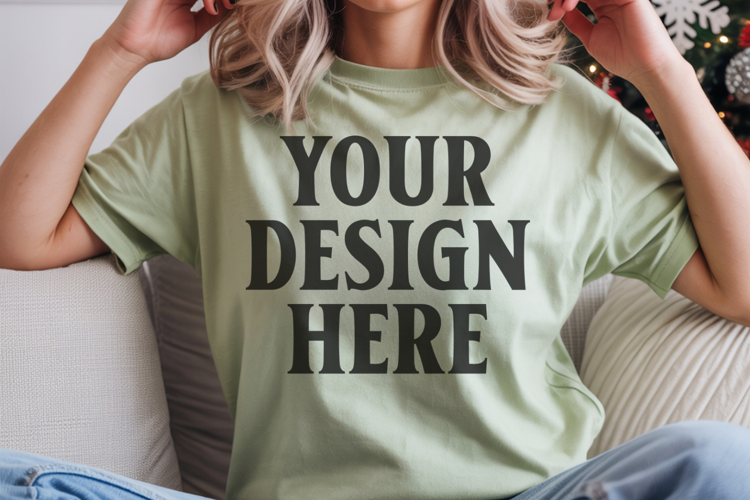Bay Comfort Colors 1717 Christmas Shirt Mockup, Cozy Mockup