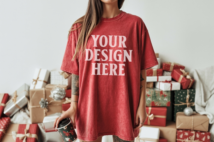 Crimson Christmas Comfort Colors 1717 TShirt Mockup,cc17