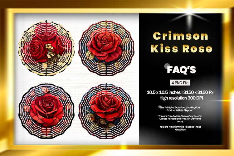 Crimson Kiss Rose Wind Spinner Sublimation - 04 Variations example image 1