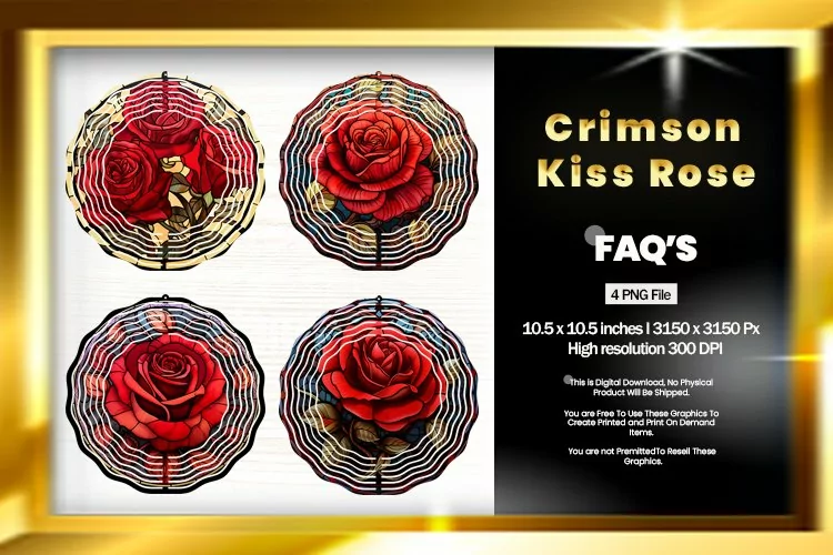 Crimson Kiss Rose Wind Spinner Sublimation - 04 Variations