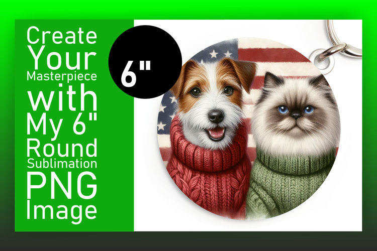 Creative Keychain Circle PNG Artwork , Dog and cat