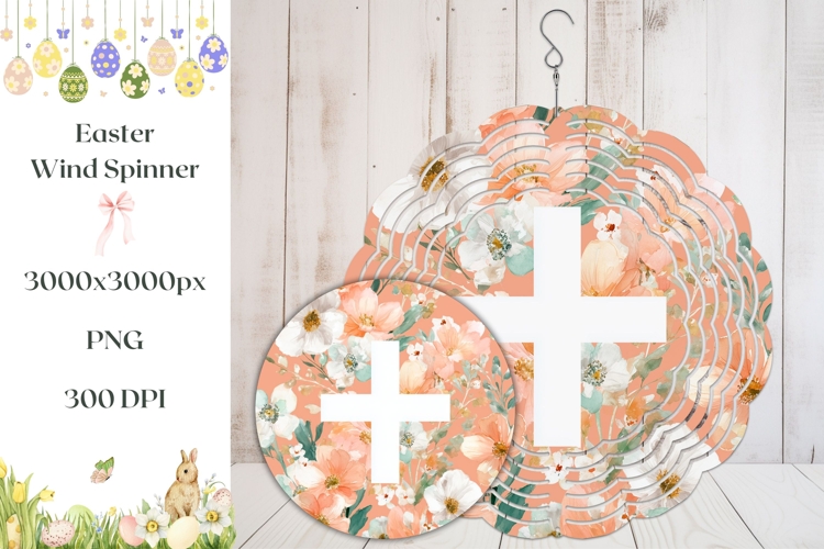 Christian Cross Wind Spinner, Floral Wind Spinner