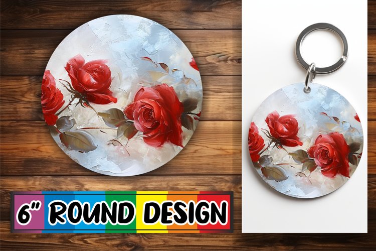 Springtime Elegance PNG: Floral Sublimation Keychain