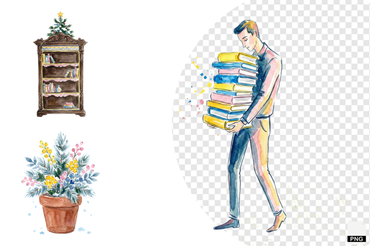 Winter Inside Library Clipart
