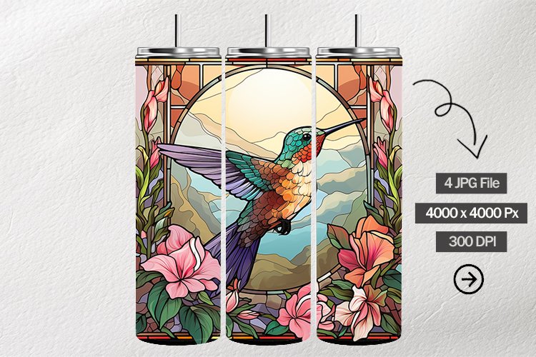 Hummingbird Stained Glass Square Coaster - 04 Variations