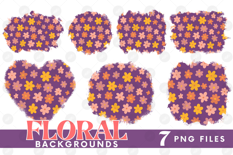 Retro Flowers Background Png Floral Paper Sublimation Bundle