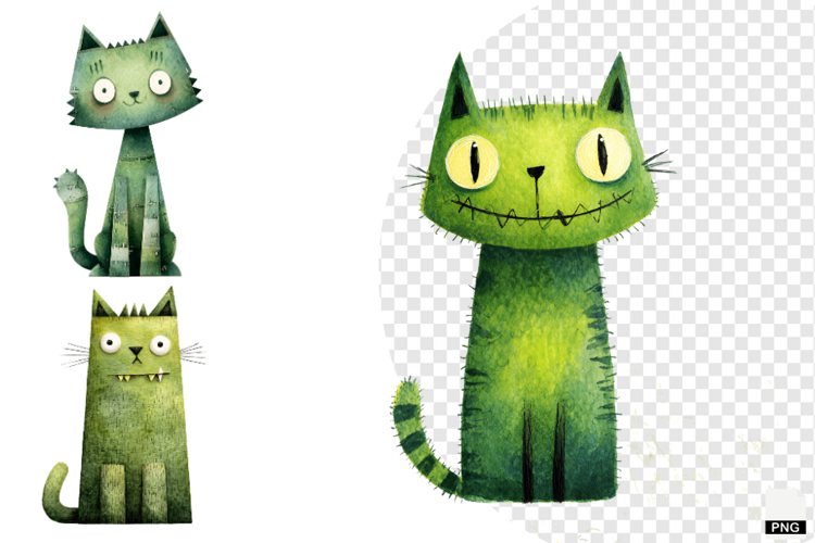Green Zombie Cat Clipart