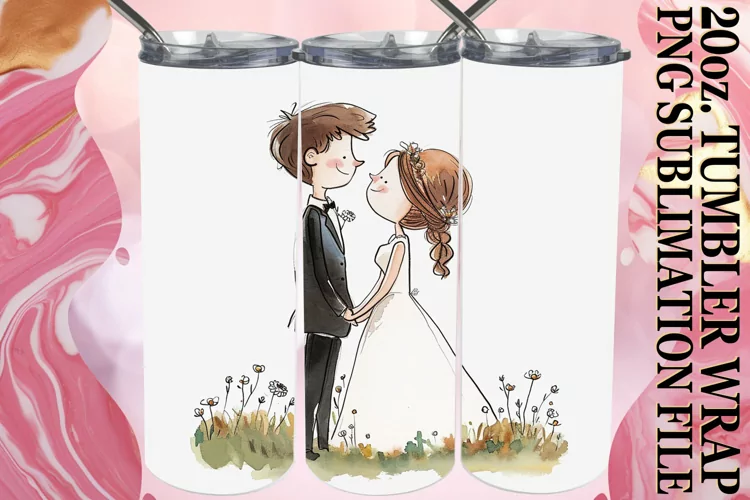 Ethereal Watercolor Wedding Tumbler Art: Sublime Charm
