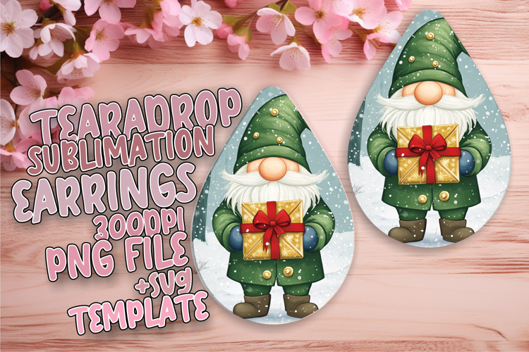 Stylish Teardrop Earrings PNG Artwork , Gnome