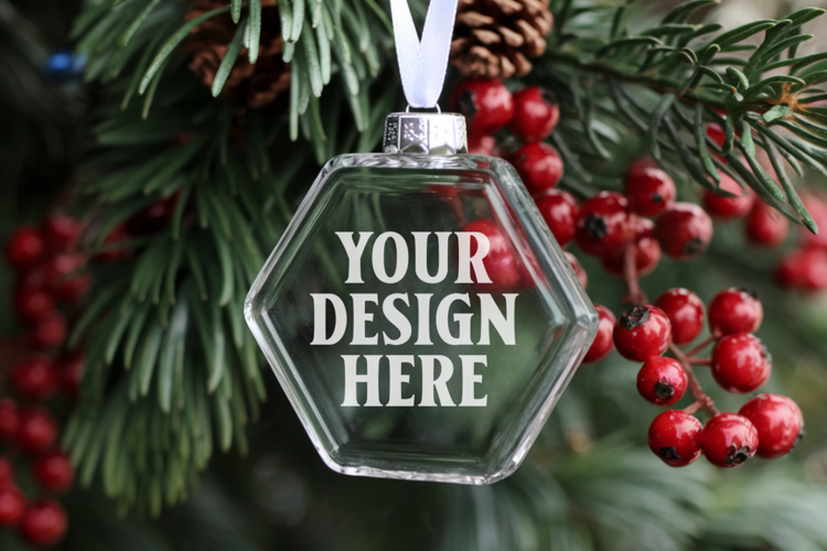 Acrylic Christmas Ornament Mockups | Clear Holiday Ornament
