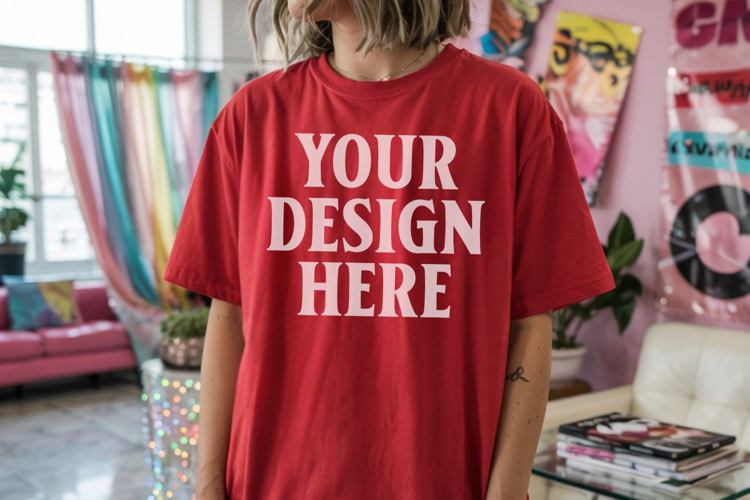 Comfort Colors 1717 Red T-Shirt Mockup
