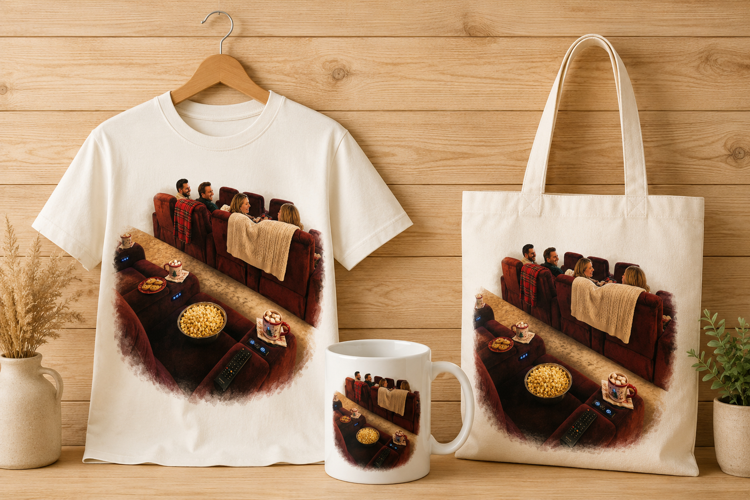 Holiday Home Theater Movie Night Art