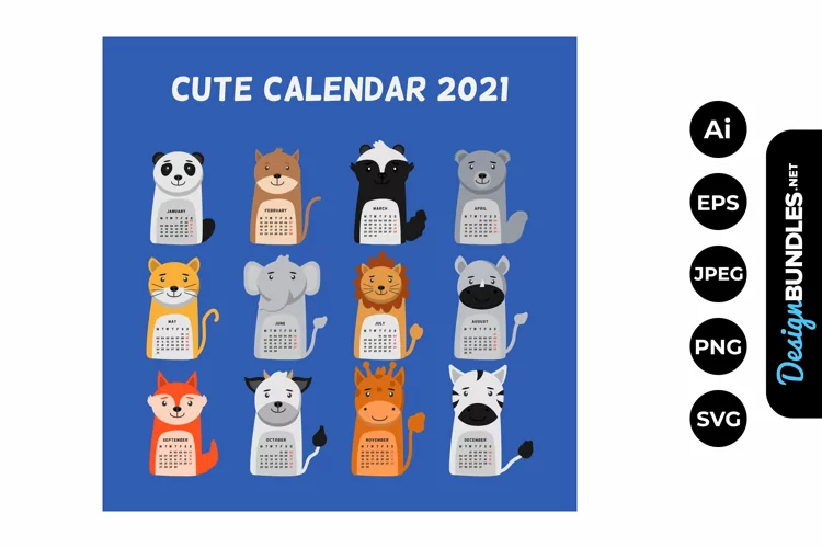 2021 Animal Calendar Illustrations