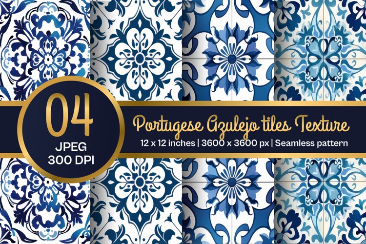 Portuguese Tile Pattern, Blue and white tiles paper example image 1