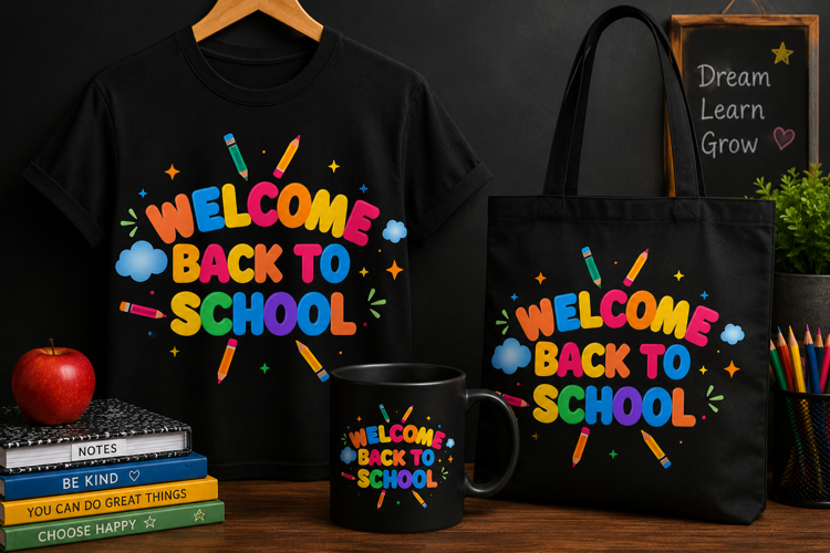 Welcome Back to School PNG, Colorful Pencils Design