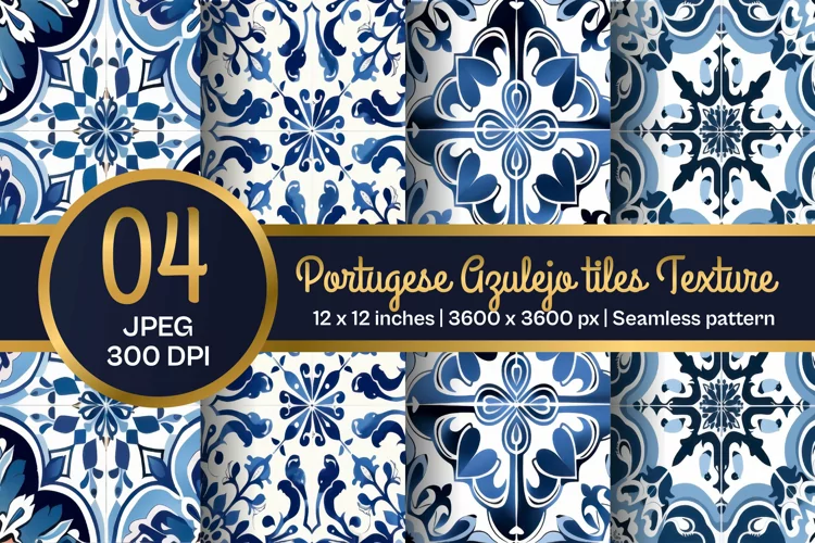 Portuguese Tile Pattern, Blue and white tiles paper