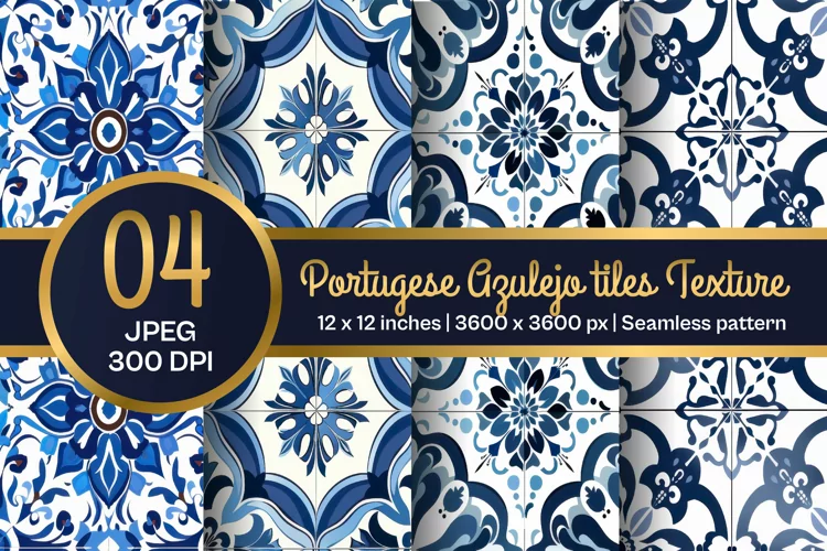 Portuguese Tile Pattern, Blue and white tiles paper