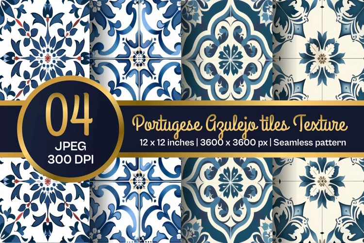 Portuguese Tile Pattern, Blue and white tiles paper